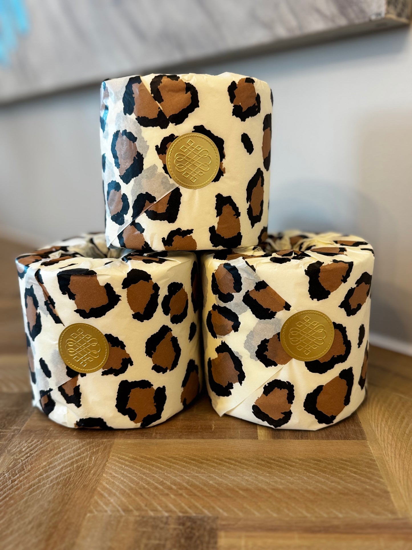 Leopard/Animal Print Wrapped Bathroom Toilet Tissue Gift Set