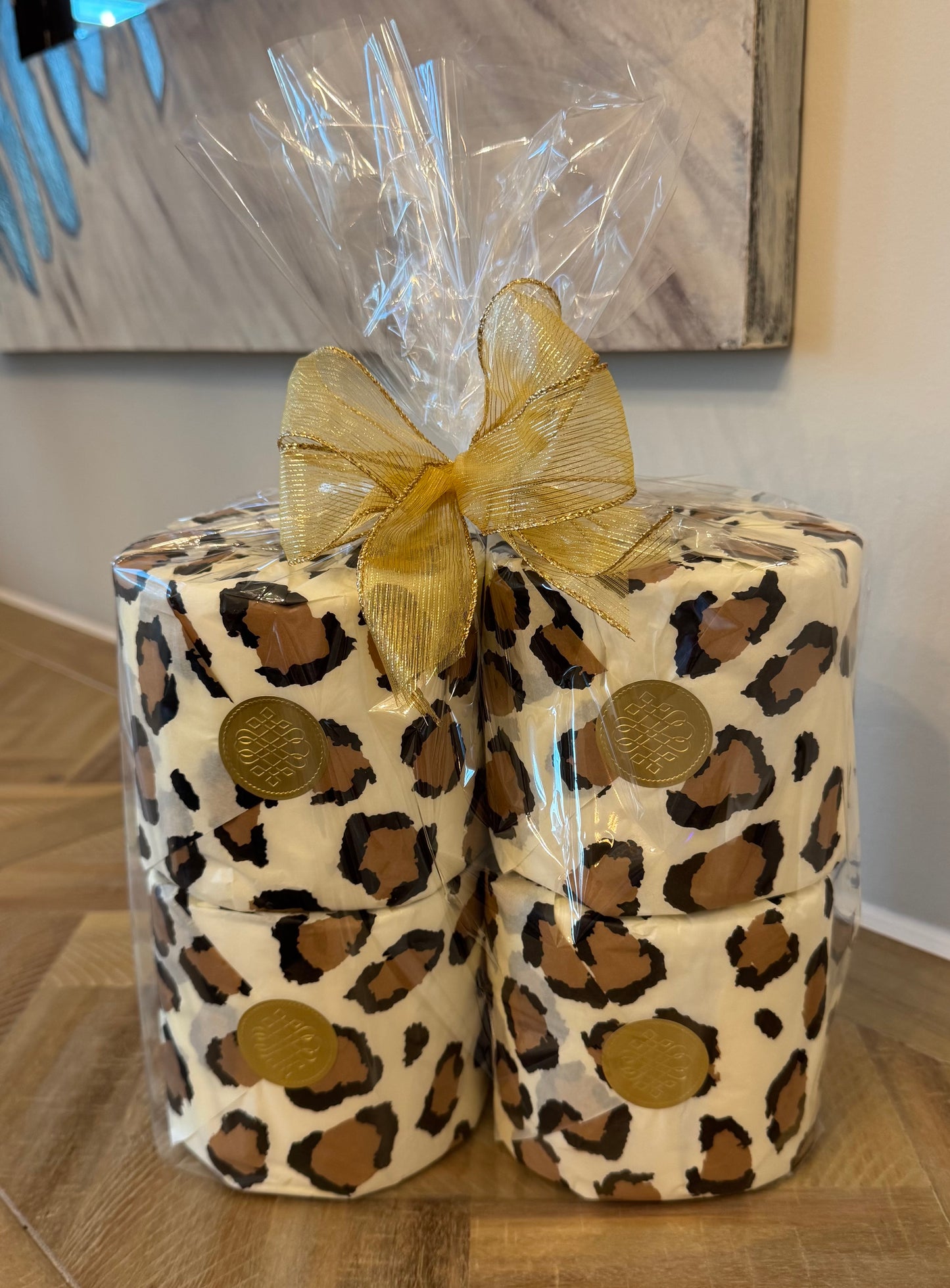 Leopard/Animal Print Wrapped Bathroom Toilet Tissue Gift Set